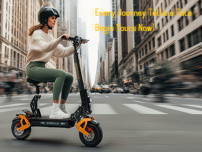 Fast Electric Scooter 60V 28.8A, 749W Dual Motor System for Unbeatable Speed, 60 Miles Long Range, Off Road All Terrain 11 Inch Tires, Full Suspensions & Seat, A True Hyper Scooter And One Of The Fastest Heavy Duty E-scooter