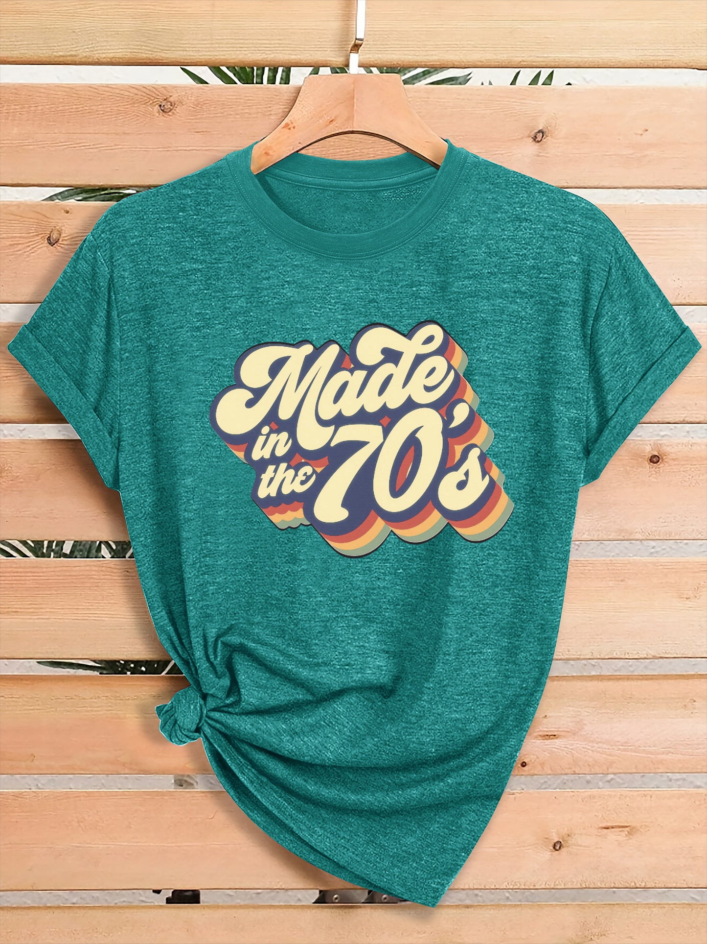 Women'S Vintage 70s Graphic T-Shirt - Retro "Made in the 70s" Print with Rainbow Lettering & 70s Icons, Loose Fit Casual Tee for Gym, Casual Attire & 70s Themed Parties - Soft Breathable Round Neck Summer Top, Local Warehouse