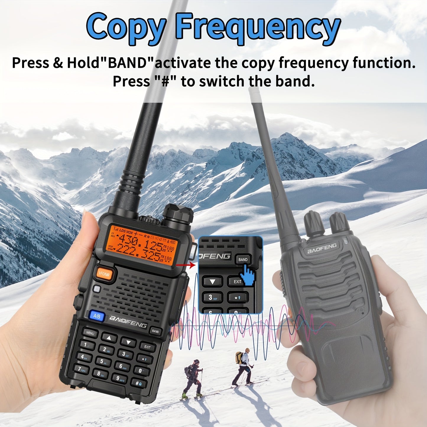 2-Pack BAOFENG Multi-Band Ham Radio Handheld - Long Range Walkie Talkies with 5RX Upgraded Technology, Portable Two-Way Radio for Adults, Camping, Hiking, Trip, Frequency Copy, AirBand, Chirp Compatible, UV-5R Upgraded Versio