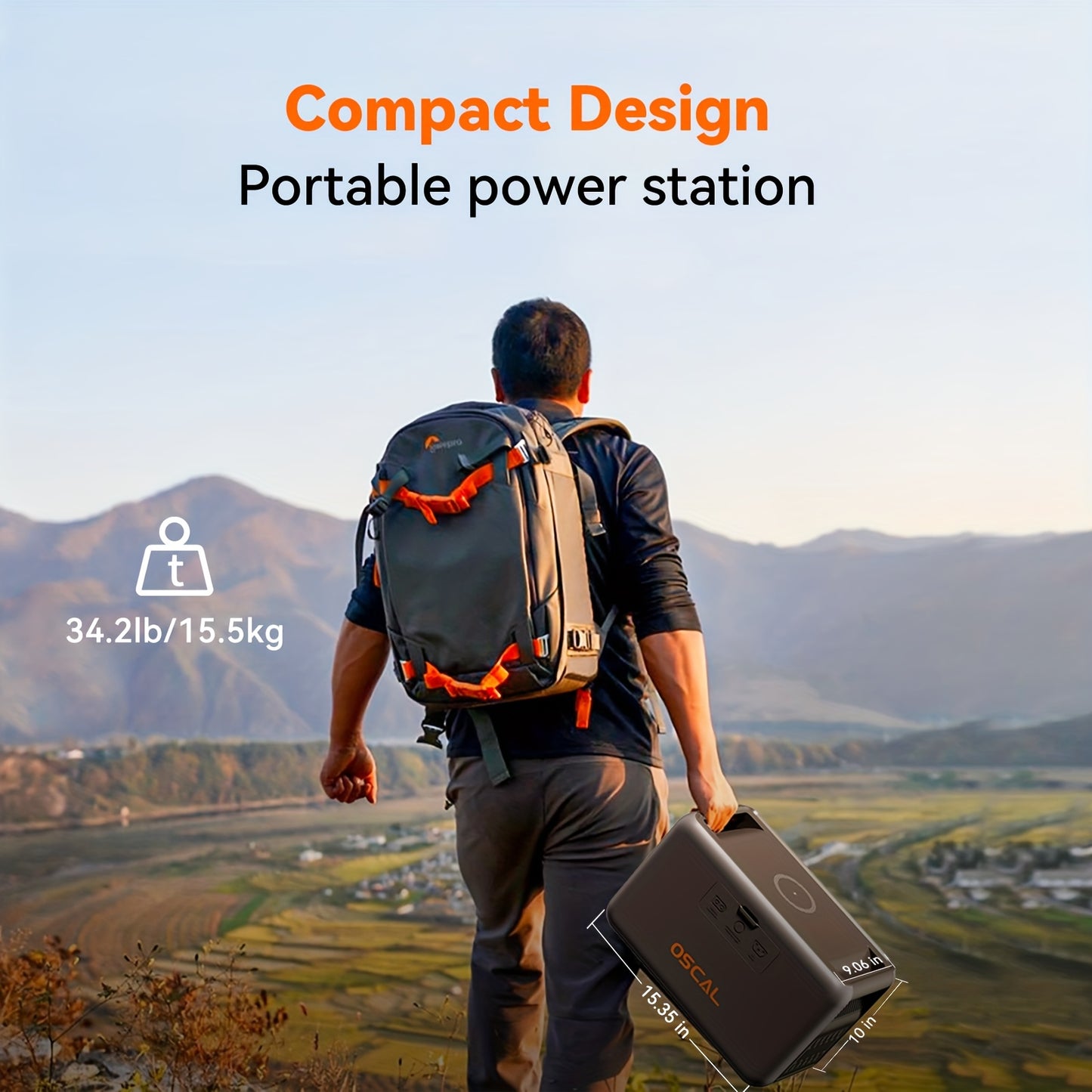OSCAL Solar Generator with 2x100W Solar Panel & Bonus 30W Panel - 1800W PowerMax, 1024Wh LiFePO4 Battery, 3200W Surge, 700W AC Charging, 3 AC Outlets, App-Controlled Portable Power Station for Home Backup, RV, Camping, Emerge