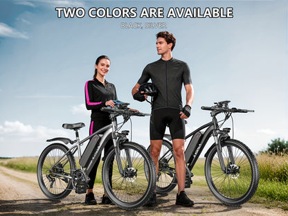 26 Inch Adult Electric 48V10Ah Removable Battery 740W Peak Motor 20 MPH All-Terrain Mountain E- with Front Suspension, Disc Brakes & LCD Display - Heavy-Duty Tire Conversion (Compatible with 110-240V) for Men &