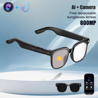 New Release AI Smart Glasses with 8MP HD Camera & 1080P Video Recording, Built-in AI Voice Assistant, Wireless Wireless Smart Glasses for translation (164 Languages), Compatible with iPhone/iOS & Android, ic, Unisex for Men/W