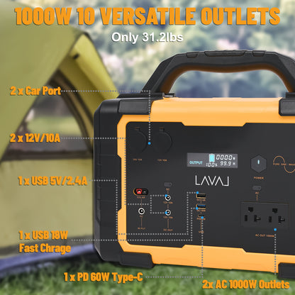 Portable Power Station with Solar Panel, 293Wh-1075Wh Solar Generator with 60W USB-C PD Output, 110V Pure Sine Wave AC Outlet, Flashlight, LiFePO4 Battery Pack for Family Emergency Outdoor Hunting Camping RV Travel