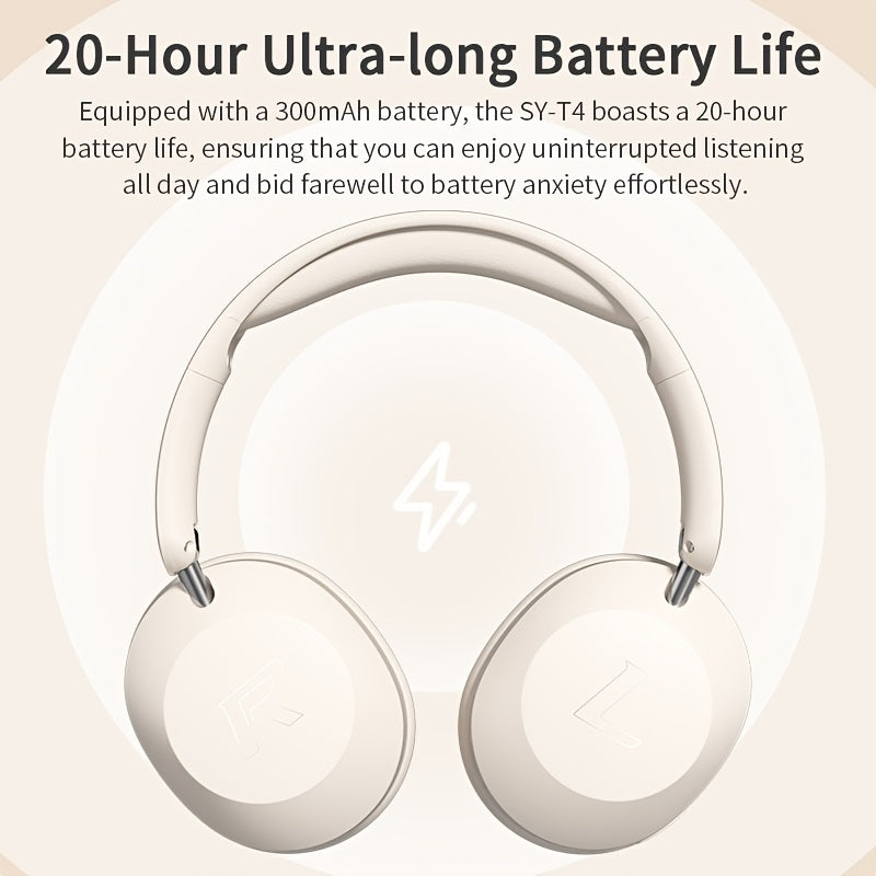 Christmas Gift Choice, 4pcs Set: Headphones/Audio Cable/Data Cable/Manual, Over-Ear Wireless Earbuds, Soft Pads, Lightweight Body for Comfort Wear All Day Long, Foldable & Adjustable Design with Portability Ideal for Travelin