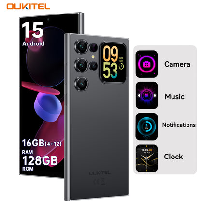 [T-Mobile ]OUKITEL C62 Android 15 Mobile Phone, 16GB + 128GB Globally Unlocked Version, 6.88" 90Hz Display, 1.81" Rear Screen, 5150mAh, 13MP + 5MP/dual SIM Card/fingerprint/facial Recognition, Perfect Festive Gift, Fashionabl