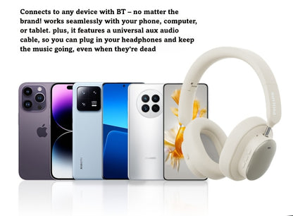 Philips Wireless Bluetooth Headphones, ANC Hybrid Active Noise Cancelling Headphones, Over-Ear Wireless Headphones, Wireless On-Ear Bluetooth Headphones, HiFi Stereo with Microphone, ANC Active Noise Cancelling Headphones, Fo