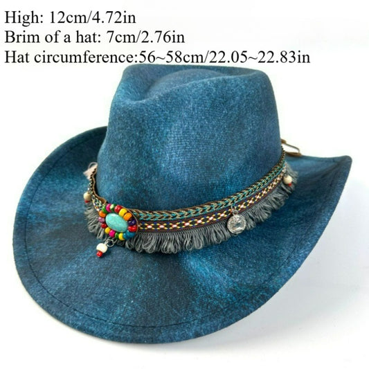 1pc popular bohemian-style hat, decorated with colorful beads, exquisite tassels, and turquoise-like gemstones - a retro cowboy hat, suitable for ultra-fashionable daily wear, festival celebrations, and adventure-ready outdoo