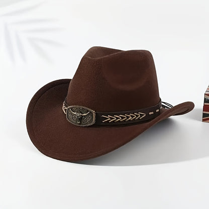 2pcs Western Cowboy Hats for Men & Women - Classic Wide Brim with Metallic Bull Headband, Black PVC-Coated Non-Stretch Fabric, Reinforced Stitching, Hand Wash/Dry Clean - Perfect for Parties, Cosplay, Themed Events & Gifts, C