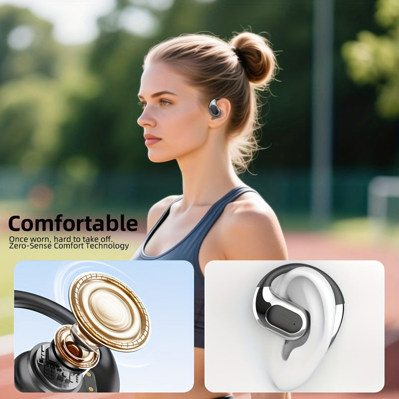 2025 new TWS wireless earphones, long battery life, large capacity charging box, smart digital display, ergonomic ear hook design, suitable for study/phone/business/music/driving/cycling, multi-device compatible with mobile p