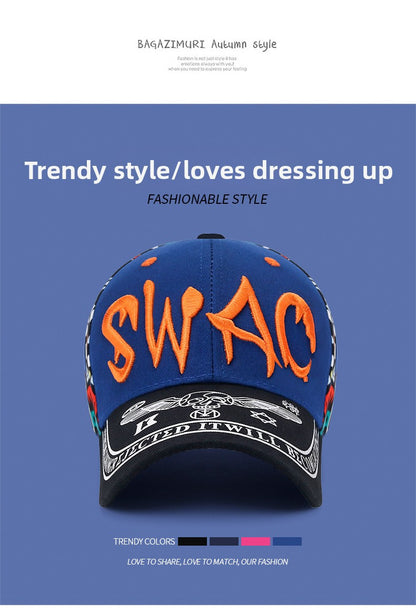 Korean-style Baseball Cap | Casual Fashion Letter Embroidery, Outdoor, Breathable Adjustable Unisex Snapback Cap for Men and Women