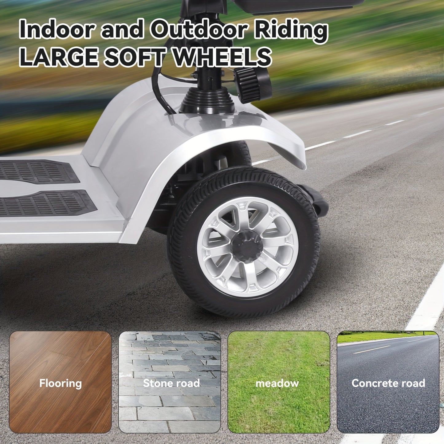 4-wheel Electric Mobility Scooter, Designed for Seniors And Individuals with Disabilities, 250W Motor, 12AH 3.73 Mph Top Speed, 12.4-mile Range, 360° Rotating Seat, LED Headlights, Detachable Battery And Basket, Foldable Des