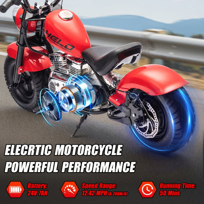 24V Electric Dirt Bike, Kids Motorcycle Ride on Toy for Big Kids, w/Raised Handlebars, Power Display, Twist-Grip Throttle, Shock Springs, Key Start, Handbrake