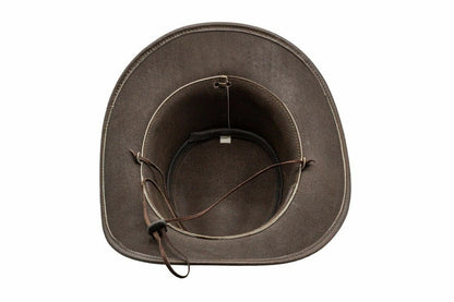 Men and Women Brown Genuine Leather Cowboy Western Hat – Classic Western Hat for Outdoor Adventures, Rodeo, Ranch, Country, Hiking, Travel, Festivals, Camping, Road Trips, Horse Riding, Costume & Halloween Parties – Styli