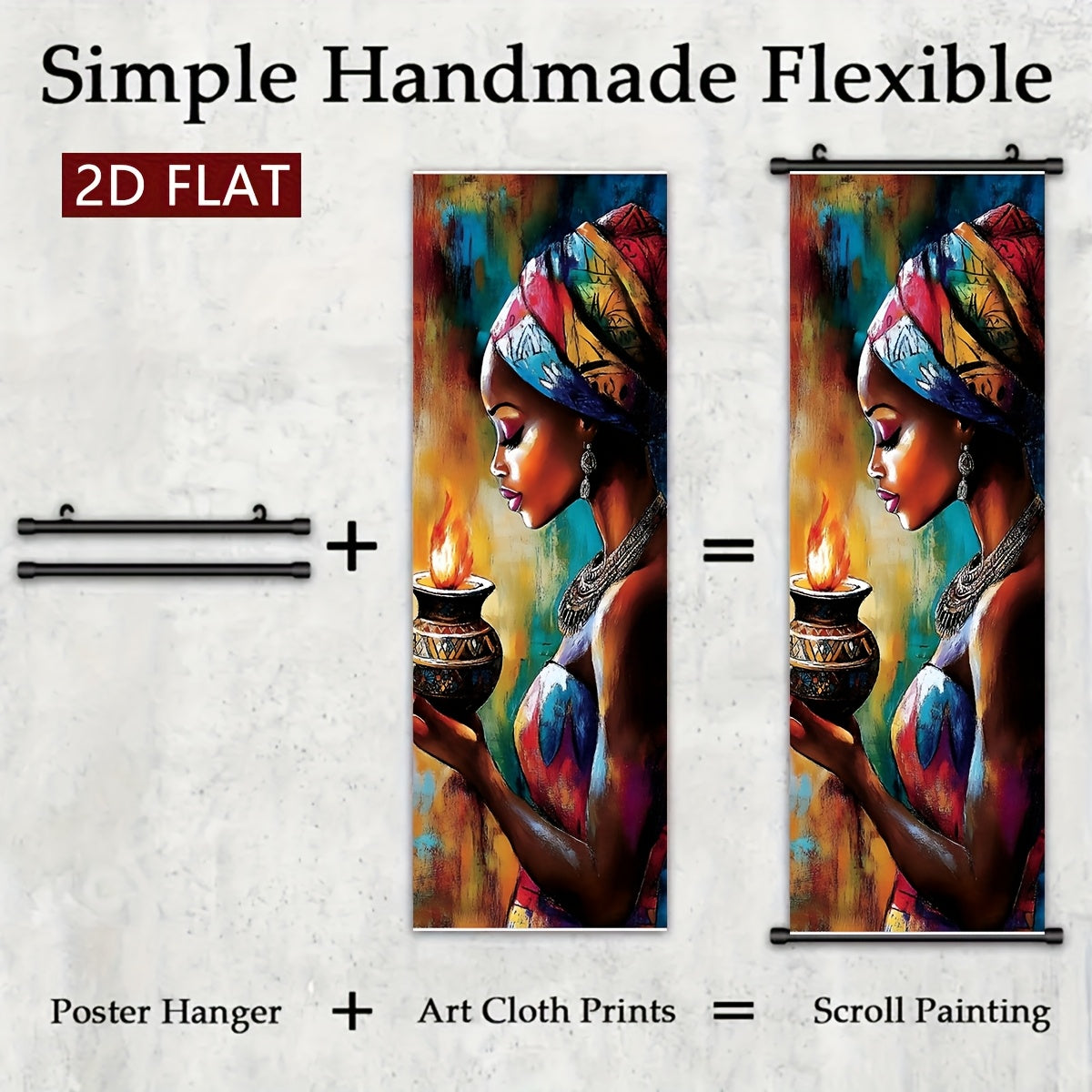 Positive And Lively Style 2D/Flat-5pcs Set of Decorative Canvas Paintings with African Tribal Features, with Plastic Frame Hooks, Easy to Hang, Suitable for Corridor And Living Room Wall Decoration, Art Works, Home Gifts, 2D