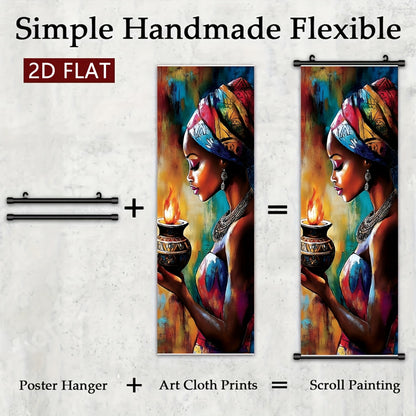 Positive And Lively Style 2D/Flat-5pcs Set of Decorative Canvas Paintings with African Tribal Features, with Plastic Frame Hooks, Easy to Hang, Suitable for Corridor And Living Room Wall Decoration, Art Works, Home Gifts, 2D