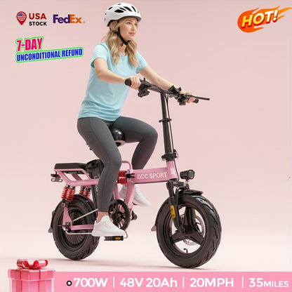 Foldable Electric Bike for Adults & Teens, M1 700W Ebike, 48V 20Ah Removable Battery 32km/h, LCD Display, Perfect for Back to College, Dual Disc Brakes, Commuting, Camping And Giving (Fall Deal)