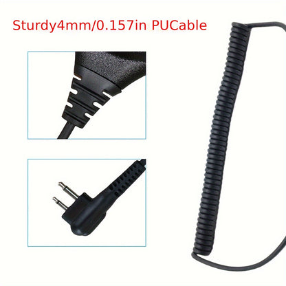 1pc RELITAKS Dual PTT Walkie Talkie Handset, 0.5W Analog Wired Communication, ABS Material, Non-Waterproof, 360° Rotating Clip, Compatible with Motorola Radios, Use Distance Under 1.5km - No Battery Included
