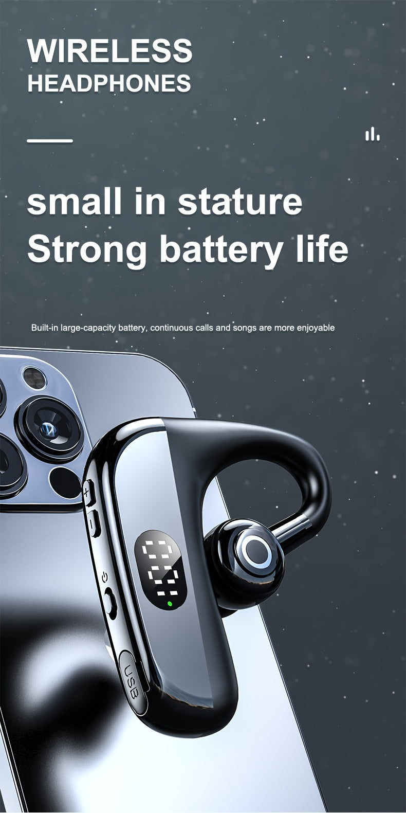 Wireless Headphones with Microphone, Hands-Free Noise Cancelling Earphones for Business & Driving, Wireless Headset with Microphone, Handsfree Noise Canceling Talking Business Driving