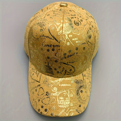 Sports Hats Breathable Sun Cap - New Graffiti Baseball Caps Golden Stamping - Outdoor Hip-hop Joker Cap - Street Cool Baseball Hats for men and women - Couple Caps Duckbill Cap