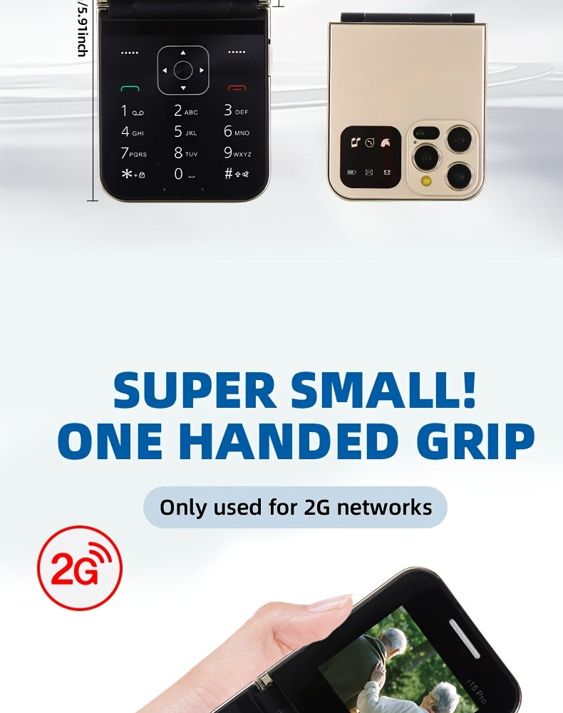 Innovative Mini Pocket Phone | Lightweight, Dual-Sim, Long Standby Time, 2G Network, Multi-Language Support, Foldable Design, Basic Communication Features, Android Os, Battery, Usb Type-C Charging