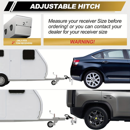 Adjustable Trailer Hitch Fits 2-Inch Receiver, 6/8Inch Drop Hitch Heavy Duty Aluminum Drop Hitch | Tri-Ball (1-7/8" X 2" X 2-5/16") With Dual Pin Key Locks And 15000 LBS GTW-Truck Trailer Hitch, Heavy Duty Solid Ball Mount, S