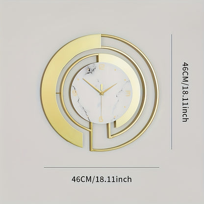 Creative Geometric Metal Wall Clock, Silent Art Decor for Living Room and Bedroom, Battery-Powered, Round Shape, AA Battery Required (Not Included) - Mi-Yi, Wall Clock Living Room