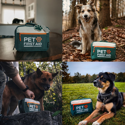 RHINO RESCUE Pet First Aid Kit, Emergency Supplies For Dogs & Cats, Safety Essentials Pack, Disposable Booties For Home, Hiking, Traveling & Camping, FSA HSA Eligible