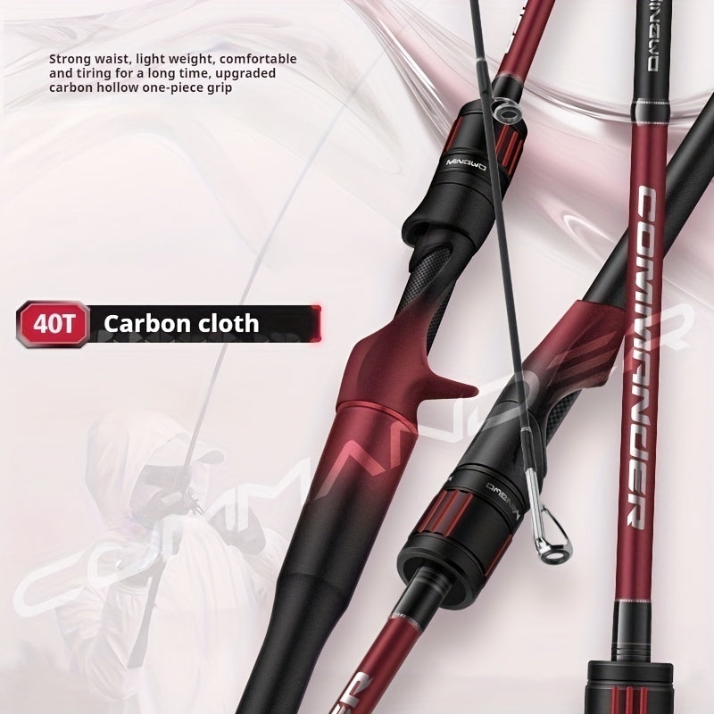 Commander Ambidextrous Carbon Fiber Baitcast Fishing Rod and Reel Combo, Extra Light Medium Fast Action, Ideal for Easter, Independence Day, Christmas, New Year, Grandparents Day Gifts