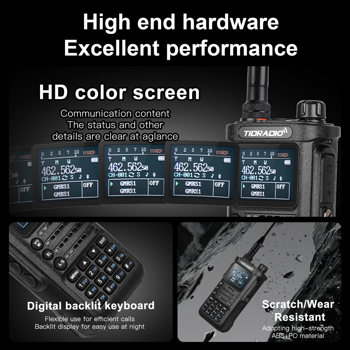 TIDRADIO TD-H8 2nd Gen 10W High-Power Handheld Two-Way Radio - 2500mAh Long-Lasting Battery, UHF Frequency 136-174MHz, 5000 Channels with Repeater List, FM Radio & Compatible, -Powered for Ham/GMRS/Radio Use, Durable Walkie T