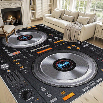 1pc DJ-Themed Mat with DJ Controller Design - Lightweight Machine-Washable Floor Mat, Non-Slip Rubber Backing & Easy-Care Fabric for Home Studio, Living Room, Bedroom, Office - Ideal Gift for Music Lovers & DJs (Modern DJ Set