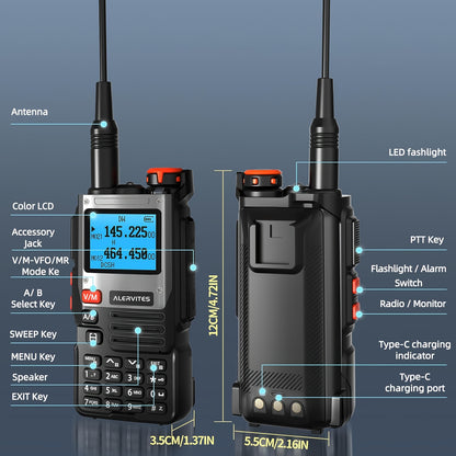 2pcs Alervites AT-K61 Two-Way Radio Transceiver Handheld Walkie-Talkie for Outdoor, Hiking, Camping, Emergency Communication, Compact Design, Durable Construction, Highquality Audio, Handheld Radio, Hiking Enthusiasts, Campin