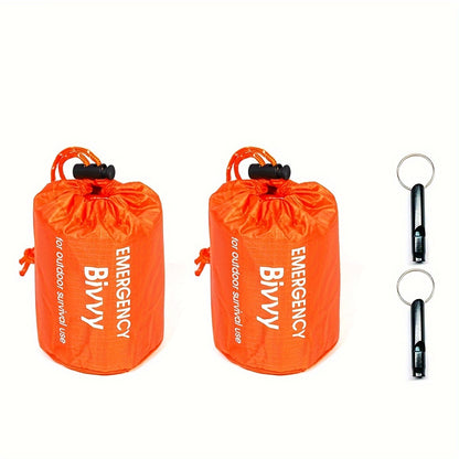[Emergency Sleeping Bag] 1/2/4pcs Emergency Sleeping Bag | Thick Warm Survival Blanket, Reusable Lightweight Compact with Whistle for Outdoor Hiking Gear Survival Equipment Portable