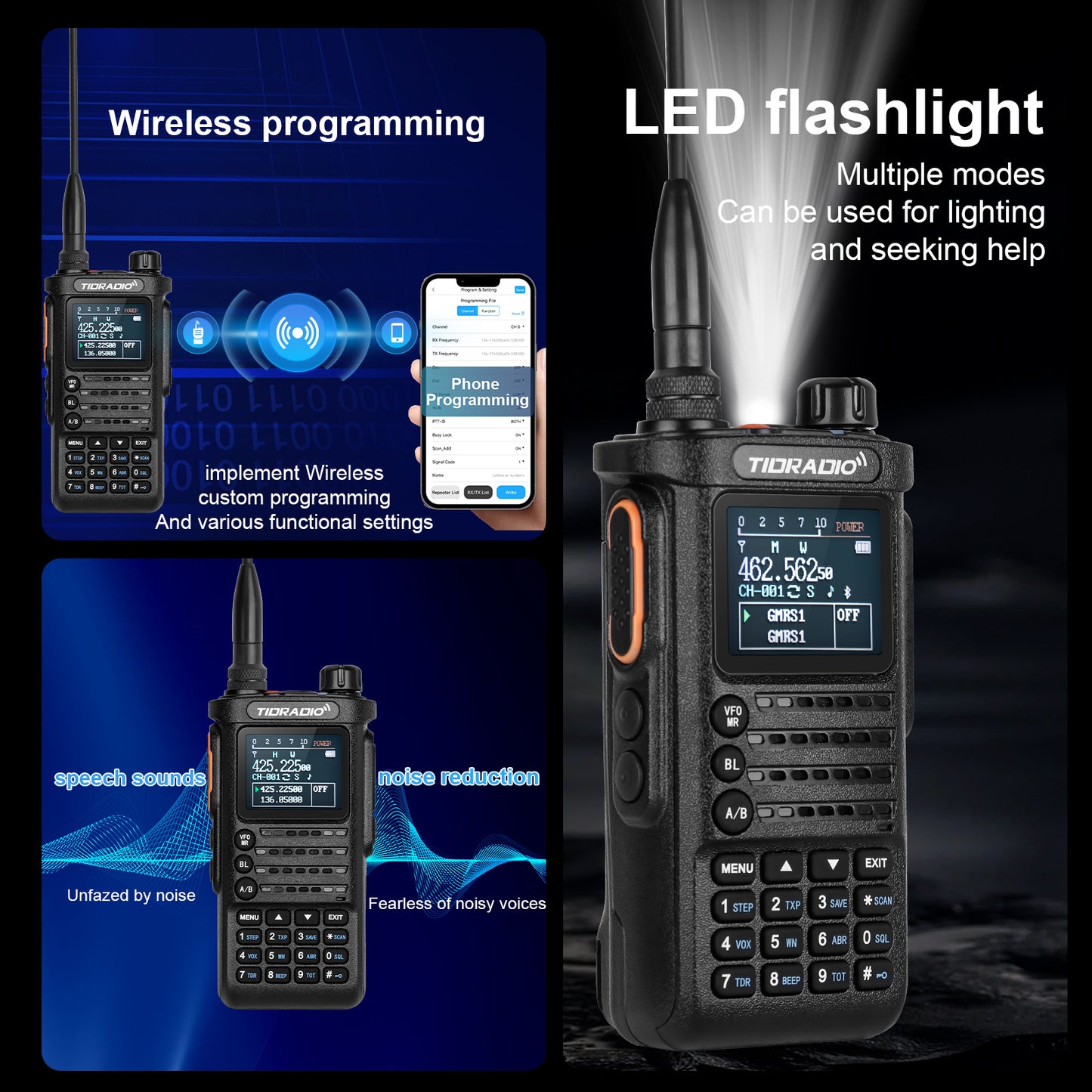 TIDRADIO TD-H8 2nd Gen 10W High-Power Handheld Two-Way Radio - 2500mAh Long-Lasting Battery, UHF Frequency 136-174MHz, 5000 Channels with Repeater List, FM Radio & Compatible, -Powered for Ham/GMRS/Radio Use, Durable Walkie T