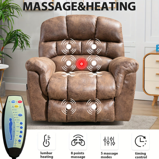 Heavy Duty Electric Lift Recliner Chair For Seniors - Full Body Massage & Heating, Oversized XL Design With Thickly Padded Wrapped Backrest, Faux Leather, USB Charging Port