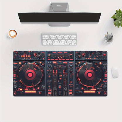 DJ Control Panel Rubber Anti-Slip Mouse Pad - Black with Red & Orange LED Lights, Ideal for Gaming & Office Use, Office Desk Mat|Modern Desk Mat|Durable Desk Mat, Mouse Pads for Desk