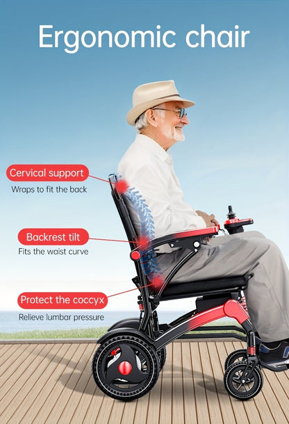 Ultra-lightweight Adult Electric Wheelchair, Only 39 Lbs, All-terrain Design, 18-mile Range, Foldable, Airline-approved Travel-ready with Long-range Battery, Perfect for Seniors And Travel.