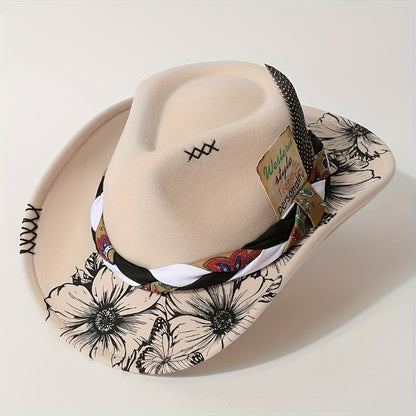2pcs Men's Cowboy Hat & Headscarf Belt Set - Neutral Western Hat with Classic Scarf, for shows, Rodeo, Themed Parties, Photo Shoots - Durable & Comfortable Gift for Cowboy (Ideal for travel, Holiday Events) - 2pcs Set