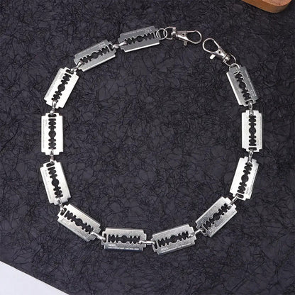 Stainless Steel Adjustable Punk Gothic Waist Chain with Metal Blade Zipper - Edgy Unisex Body Jewelry for Men & Women, Hip Hop Street Style Festival Accessory, Halloween & Christmas Gift, Durable Chain for Concerts, Parties,