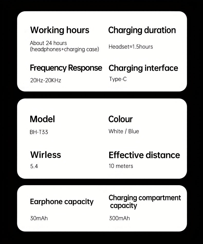 Acer OHR548 Wireless Headphones with 52dB Deep Sea Noise Reduction, In-Ear Design, Wireless 5, 4, Heavy Bass, No Sound Leakage, SSVP Extreme Digital Enhancement, Type-C Charging Case, Ultra-Long Standby, Touch Control, for Sm