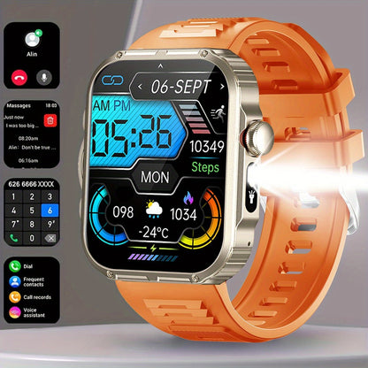 Wireless Calling Smartwatch, 2.02-inch 240P Resolution, Life, Wireless 5.3 Calls, Message Real-Time Alerts, Sedentary, Drinking Water, Alarm Clock Reminder, Accurate Exercise Data Recording, Built-in Flashlight, Multi-mode Co