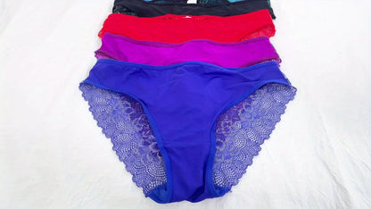 5pcs Women's Brief Underwear - Sexy Contrast Lace, Semi-Sheer Polyamide Knit Fabric - Elegant Drop Waist | Smooth & Soft | Hand Wash Only