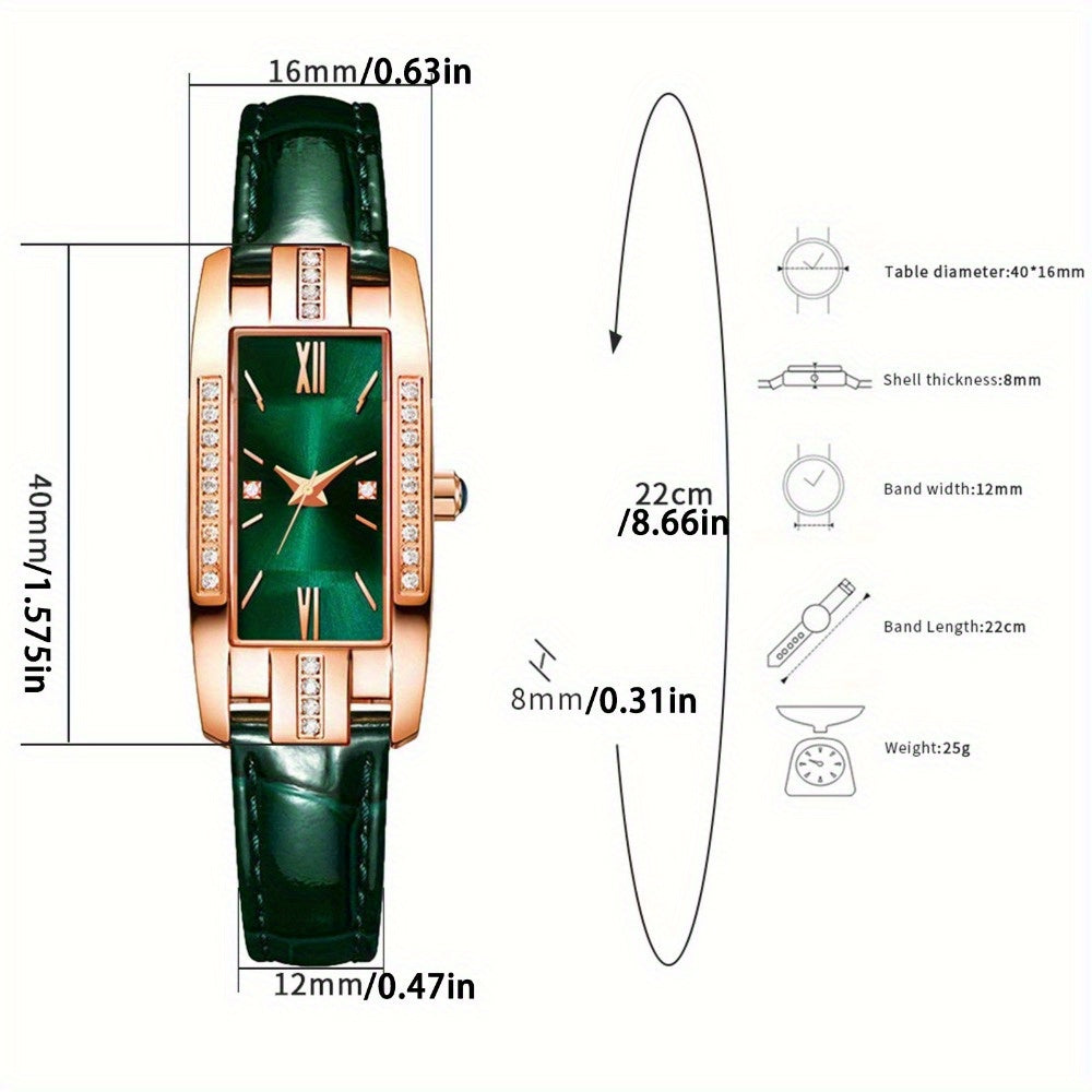 2/ 3pcs/ set Women Watch Set, PU Leather Simple Quartz Watch, Rectangle Fashion Dial, Gift for Women
