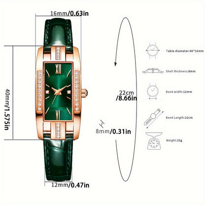 2/ 3pcs/ set Women Watch Set, PU Leather Simple Quartz Watch, Rectangle Fashion Dial, Gift for Women