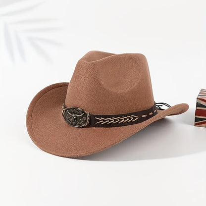 2pcs Western Cowboy Hats for Men & Women - Classic Wide Brim with Metallic Bull Headband, Black PVC-Coated Non-Stretch Fabric, Reinforced Stitching, Hand Wash/Dry Clean - Perfect for Parties, Cosplay, Themed Events & Gifts, C