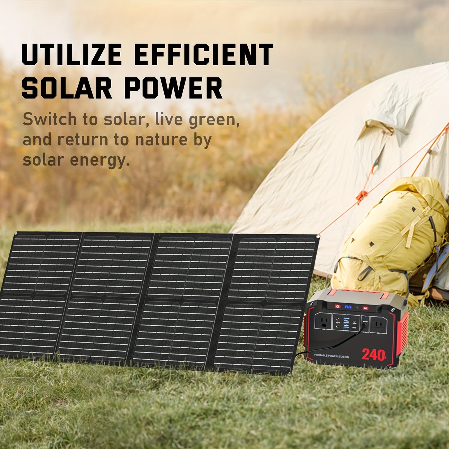 150W/300W Portable Camping Power Station 88.8Wh/111Wh/240Wh With 30/60W Solar Panel Or 88.8Wh/240Wh.with 2*AC/USB-C PD/USB QC3.0/DC Output, LED Emergency Power Light For Outdoor Camping, RV Traveling, Emergencies For Christma