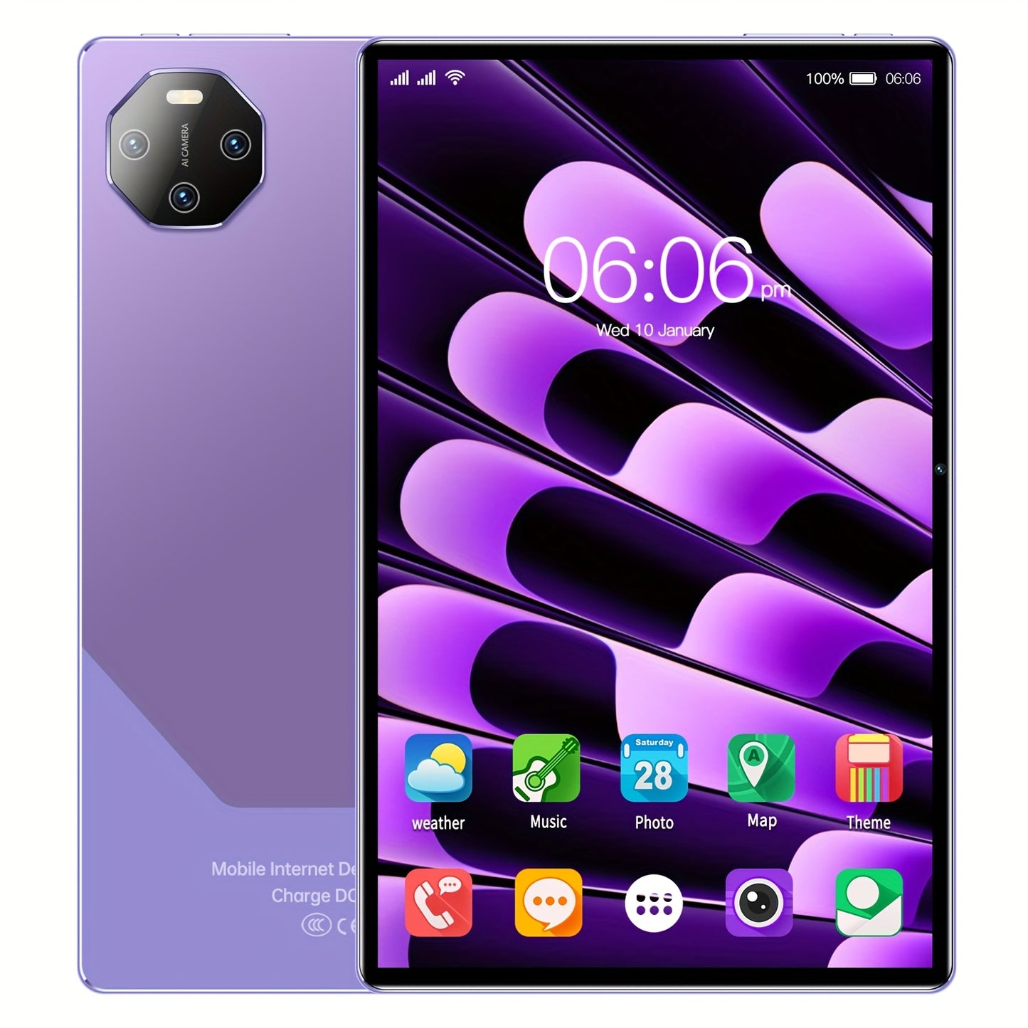 2024 New Q8pad 10.1-inch HD Smart Tablet, 8GB (4GB + 4GB Expandable) RAM + 128GB Storage Space, Dual Cameras 24MP + 32MP, Android 13 System, Supports 2 SIM Cards, TF Card (no Card Included), 5G WiFi, Essential for Office Work