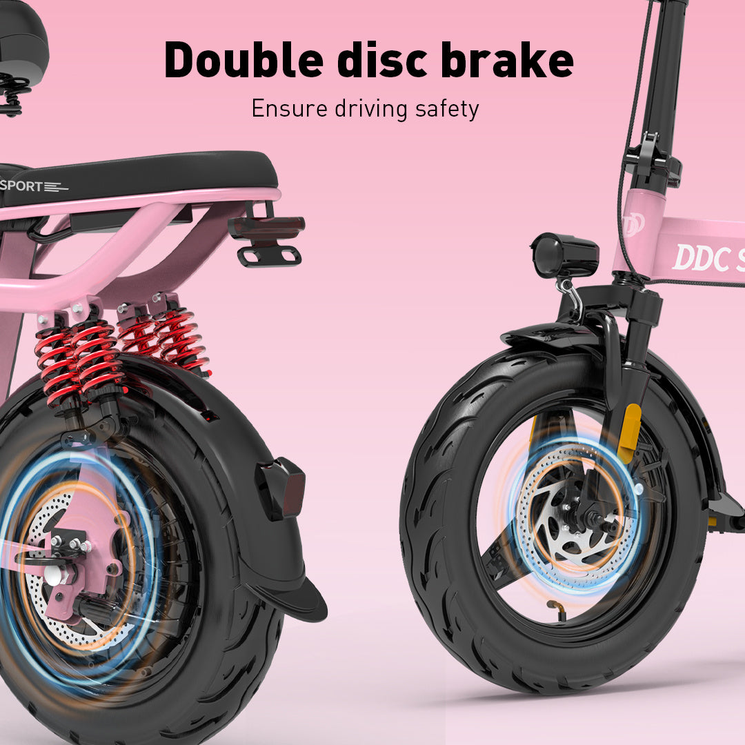 M1 Electric Bike For Adults,32 Miles Range,700W peak motor,20MPH Speed, 48V 20Ah Removable Battery, Dual Disc Brakes, Front And Rear Suspension & Commuter EBike, 14'' all-purpose tire, LCD Mileage Display
