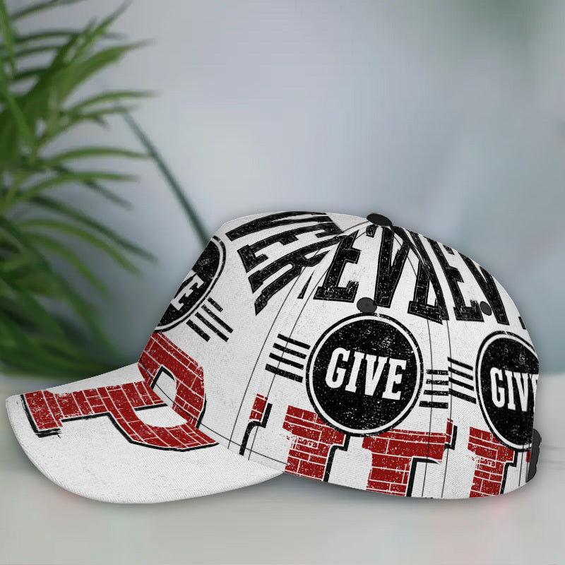 1pc "Never Give Up" Typography Print Baseball Cap - Adjustable Snapback, Polyester, Full-Body Vibrant Red & White Design, Ideal for Sports, Outdoor Running & Street Style
