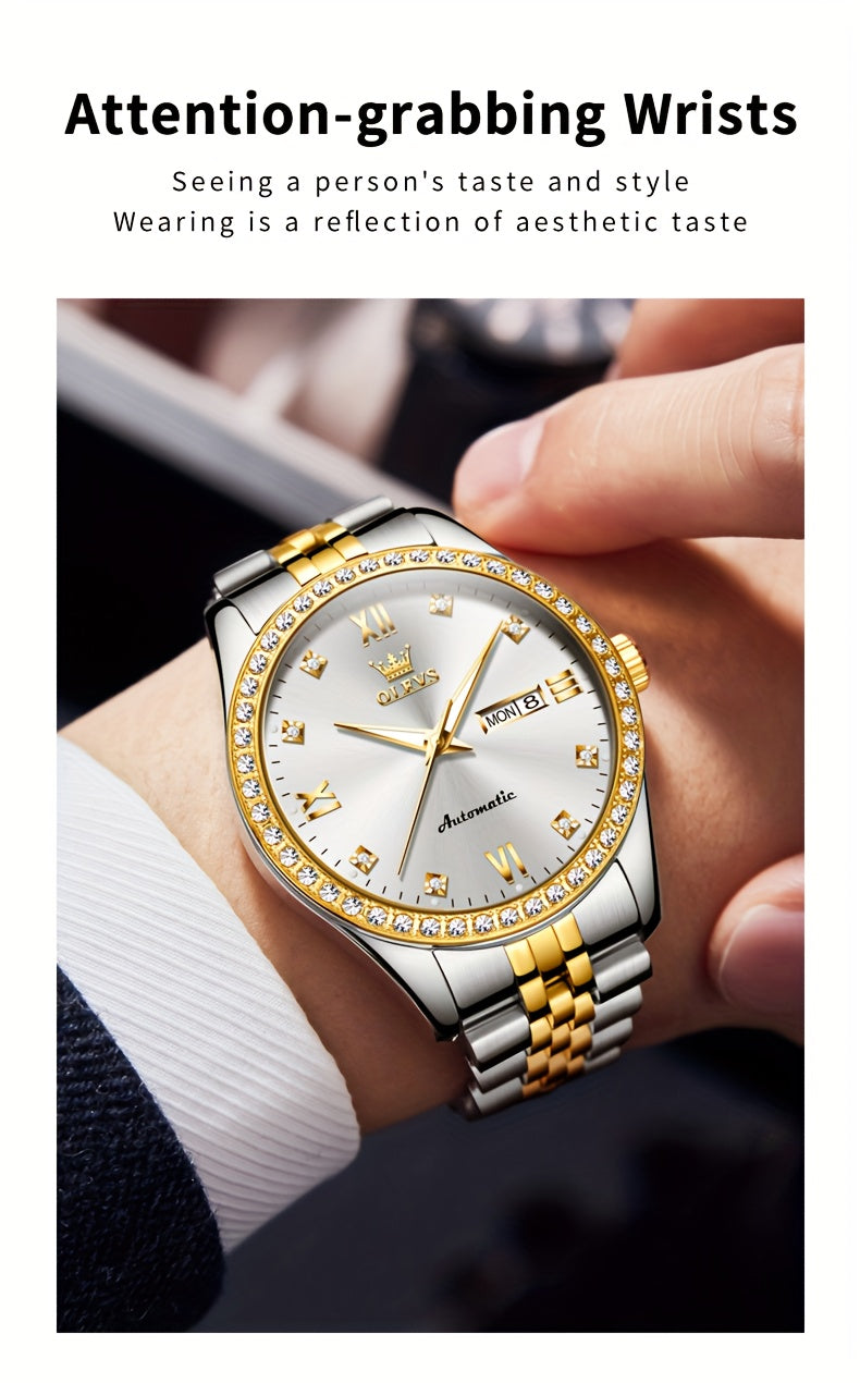 OLEVS New Casual Fashion Stainless Steel Automatic Mechanical Watches for Men Top Brand Luxury Original Business Men's Wrist Watches Classic High Quality Best Selling Men's Watches, Automatic Watches For Men, Automatic Watche