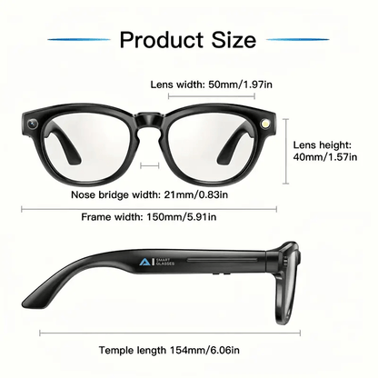 A New Hit - AI Smart Glasses with Touch And AI Chat Support. AI Intelligence, 800W HD, And Image Stabilization. Real-time Translation. Dual Microphones with Blue Light Protection And Noise Reduction. 4K HD Recording And Wirel